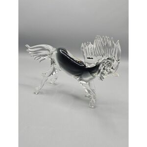 Murano Style Stallion‎ Smokey Grey Glass Horse Italy Statue Large 14.5"